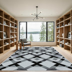 Gray Diamond Lattice Intersecting Lines Rug