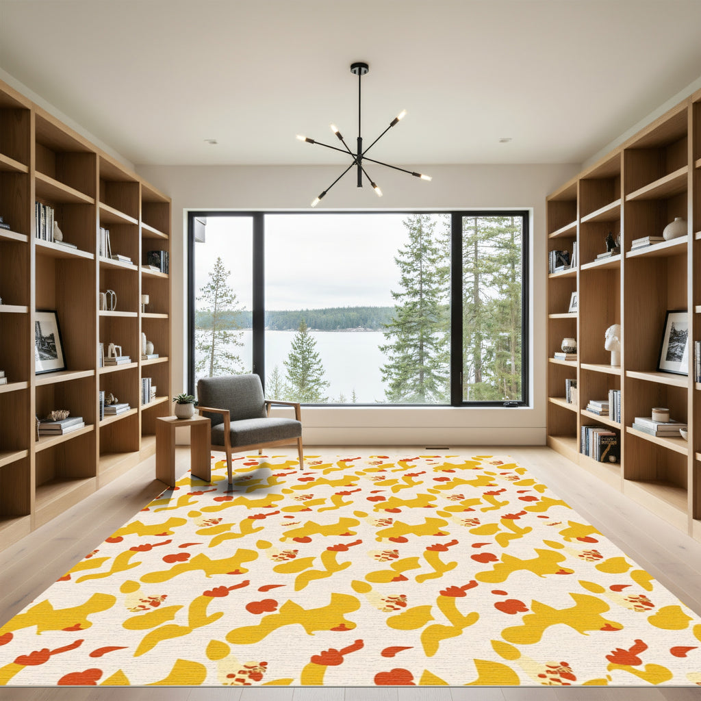 Yellow Red Abstract Blob Harmony Rug