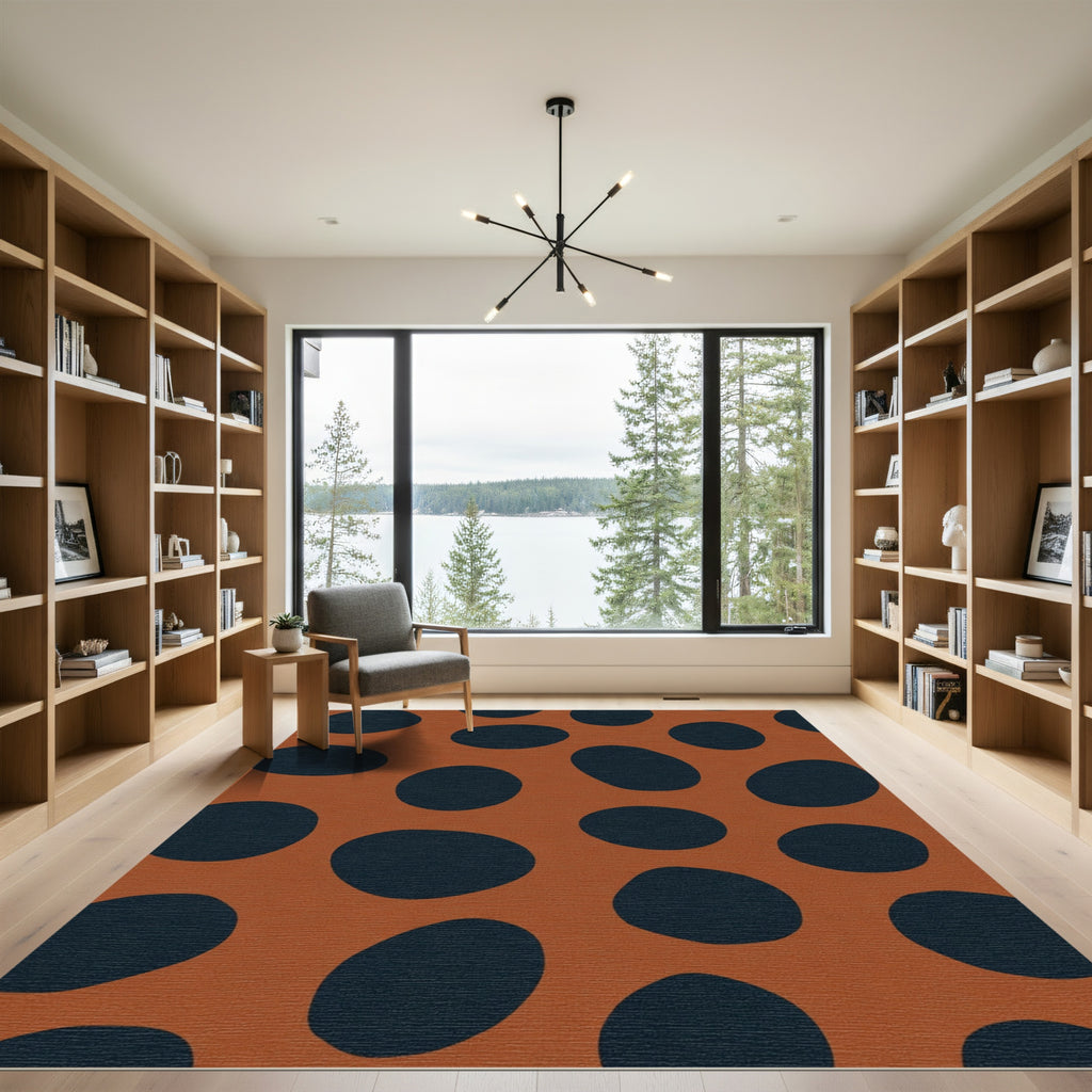 Terracotta Navy Pebble Spots Rug