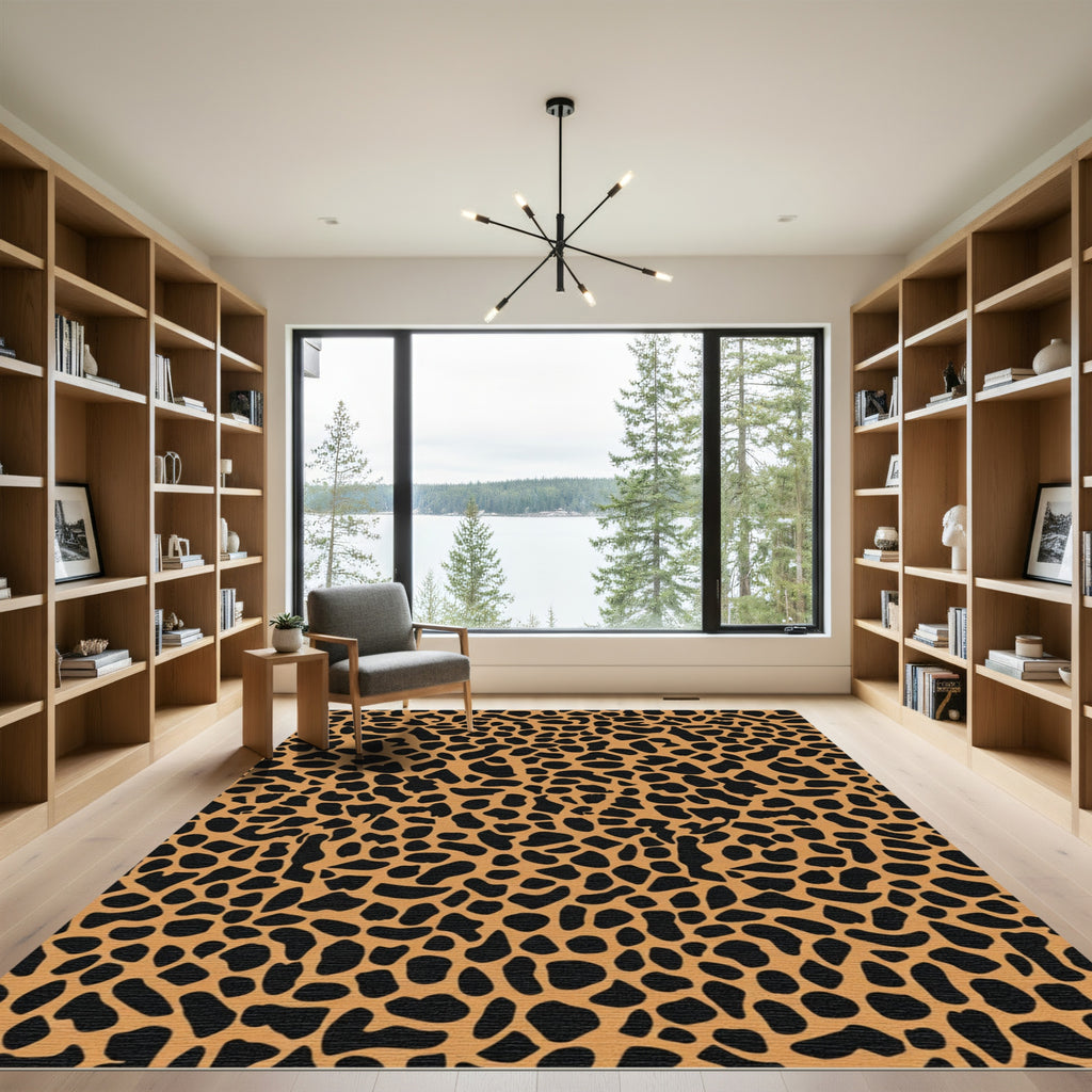Bold Black Giraffe Spots Rug