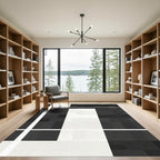 Monochrome Pixelated Geometric Blocks Rug