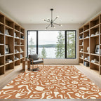 Earthy Brown Abstract Organic Shapes Rug