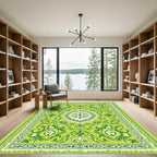 Lush Verdant Botanical Medallion Rug