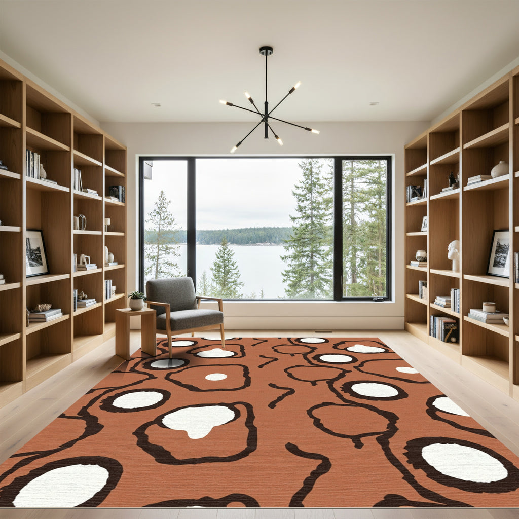 Terracotta and White Organic Spots Rug