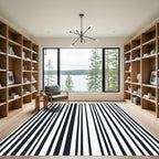 Modern Black White Vertical Stripes Rug
