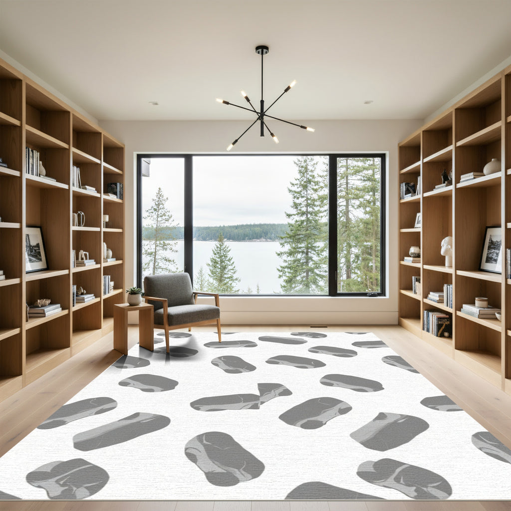 Gray Marbled Stone Abstract Rug