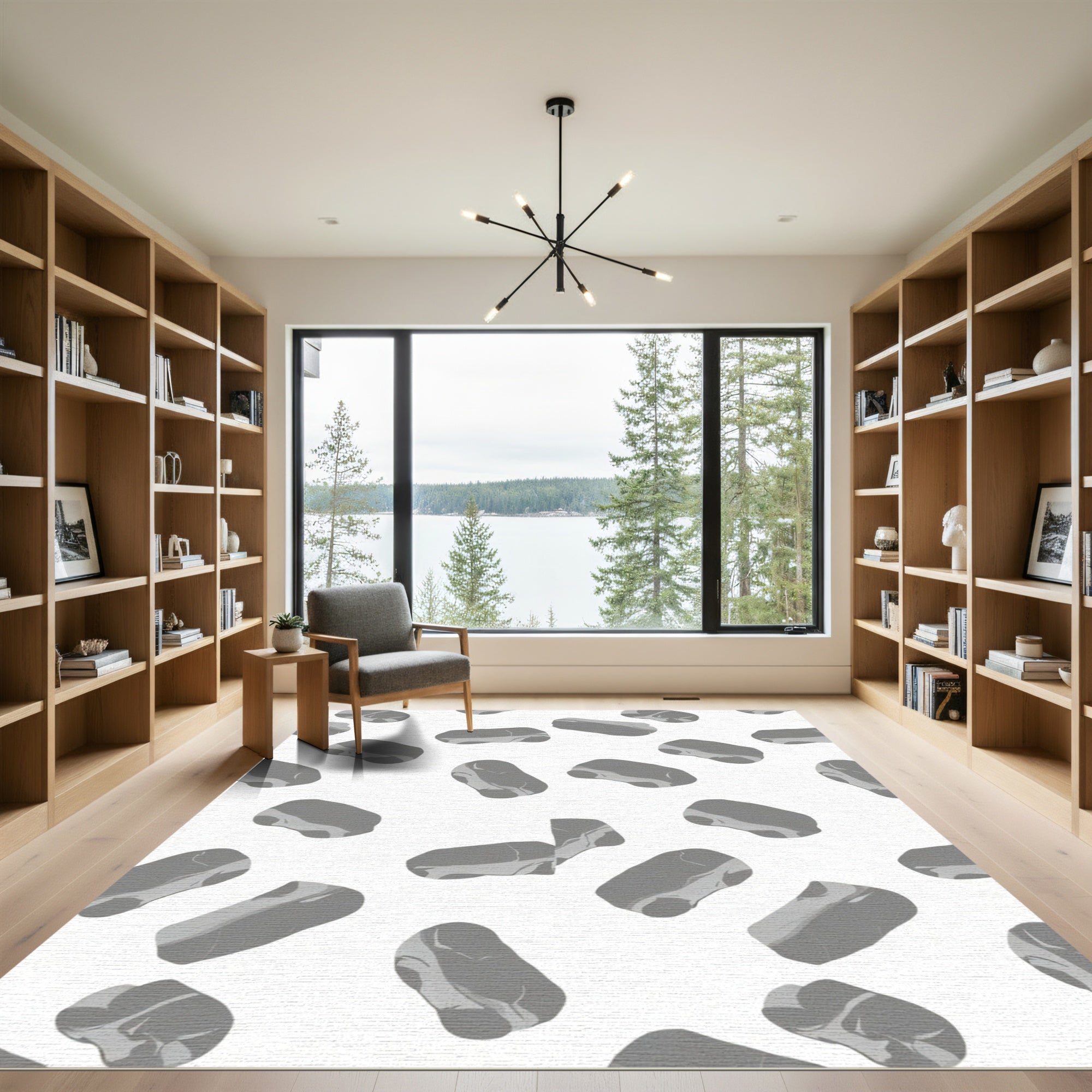 Gray Marbled Stone Abstract Rug