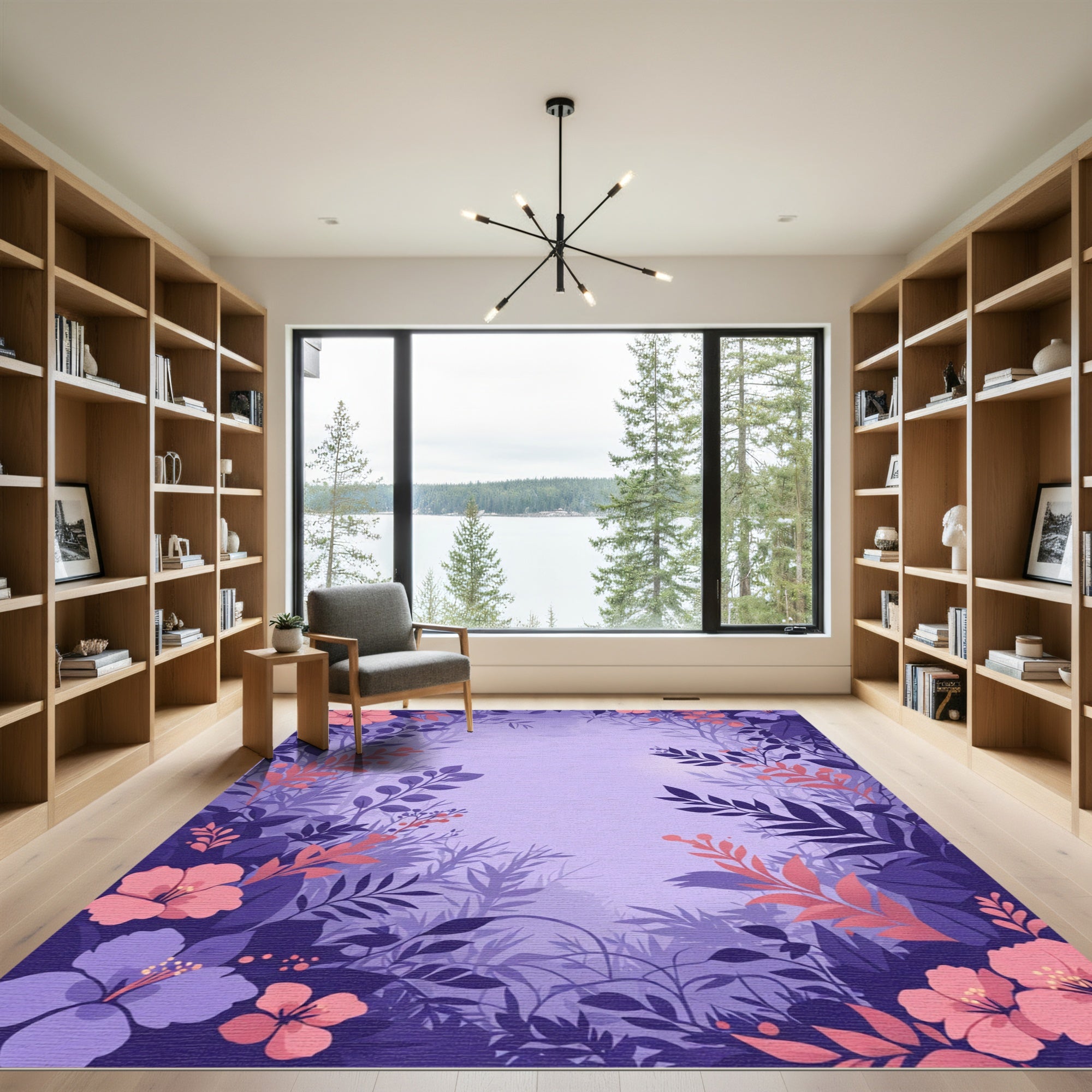 Purple Coral Floral Forest Canopy Rug