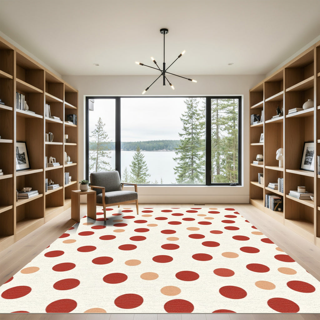 Crimson Tawny Polka Dot Splash Rug