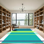 Bold Teal Purple Lime Geometric Bands Rug