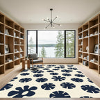 Navy Blossom Cream Field Rug