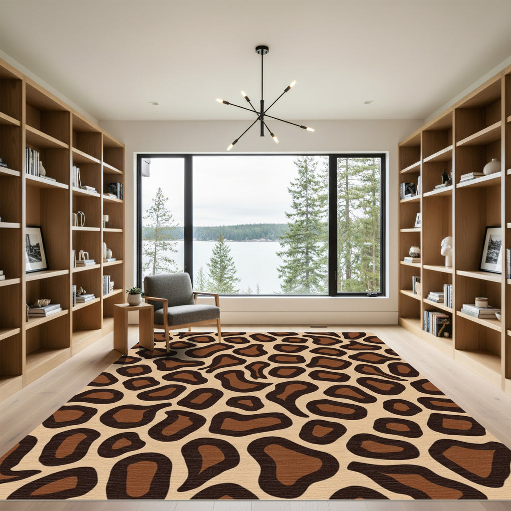 Brown Beige Animal Spots Rug