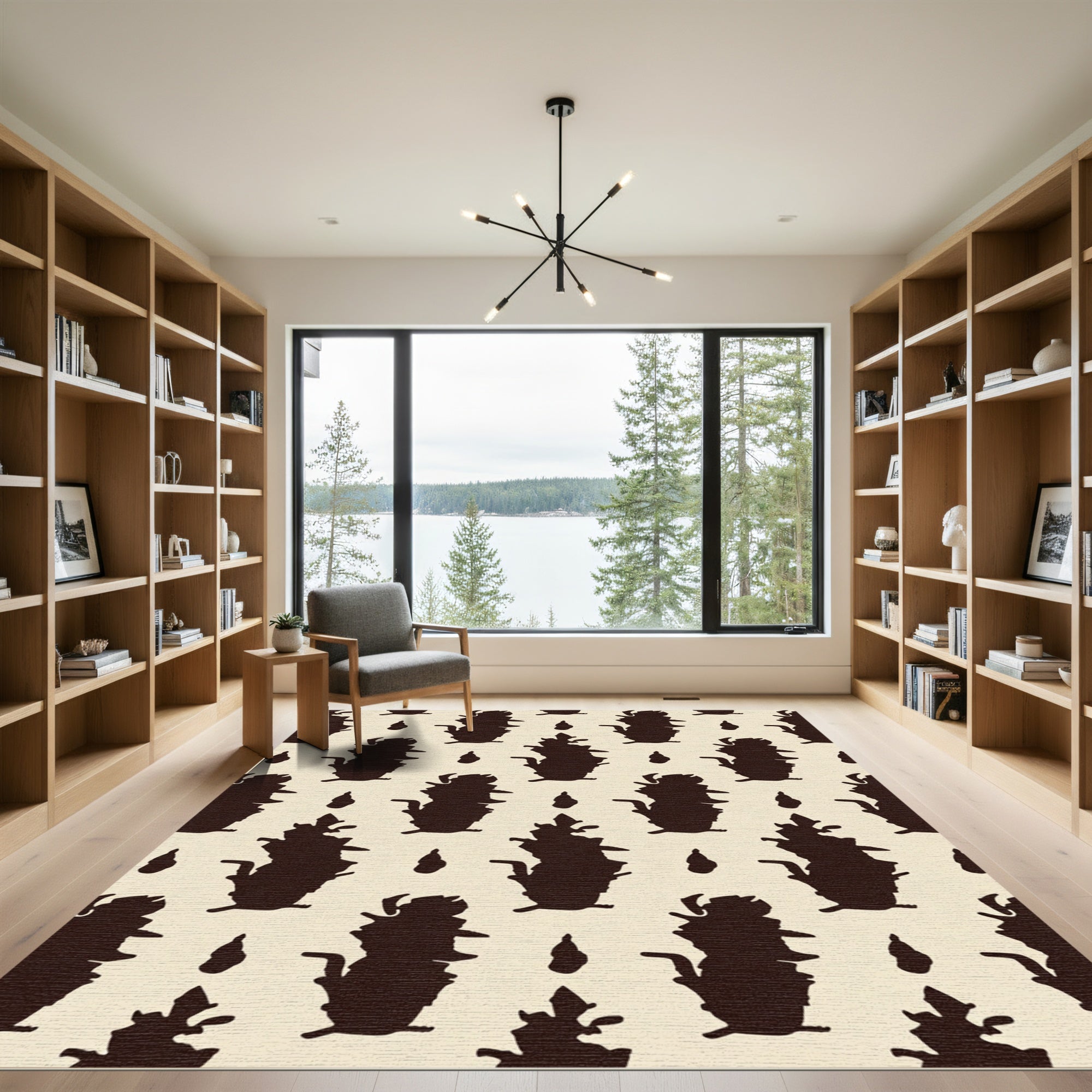 Dark Brown Organic Cactus Shape Rug