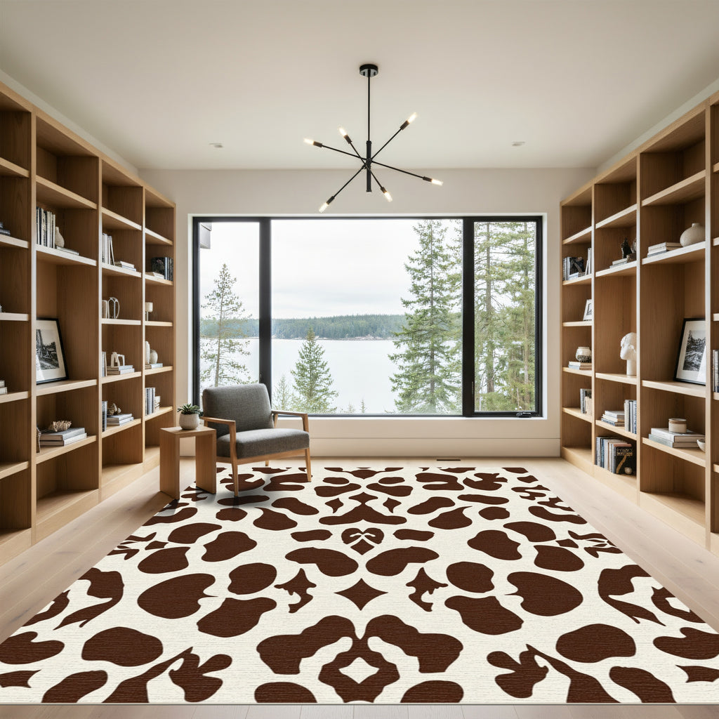 Symmetrical Brown Animal Spots Rug