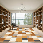 Earthy Terracotta Geometric Block Rug