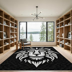 Bold Silver Lion Head Fierce Mane Rug