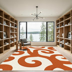 Terracotta Swirl Abstract curves Rug