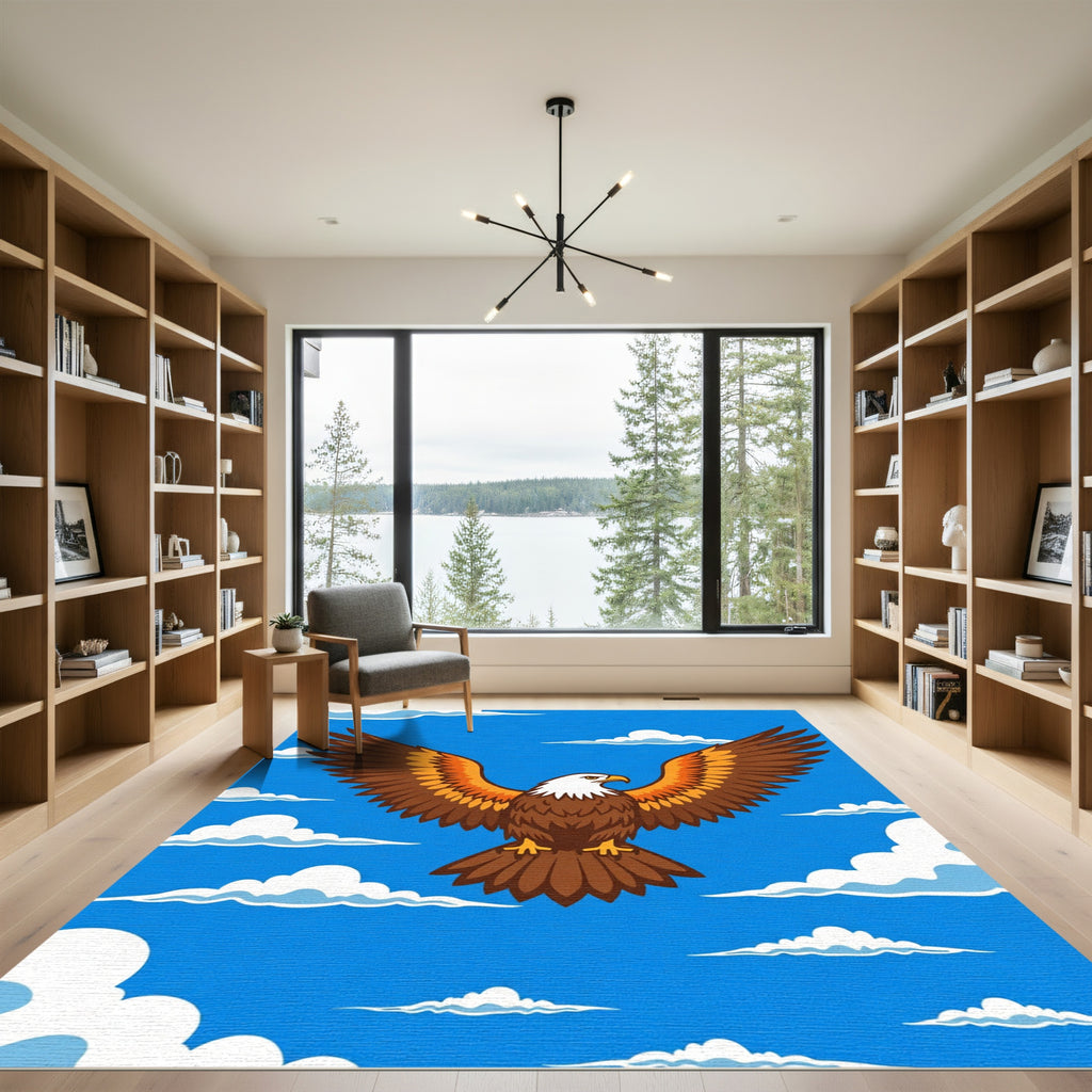 Majestic Eagle Soaring Through Blue Sky Rug