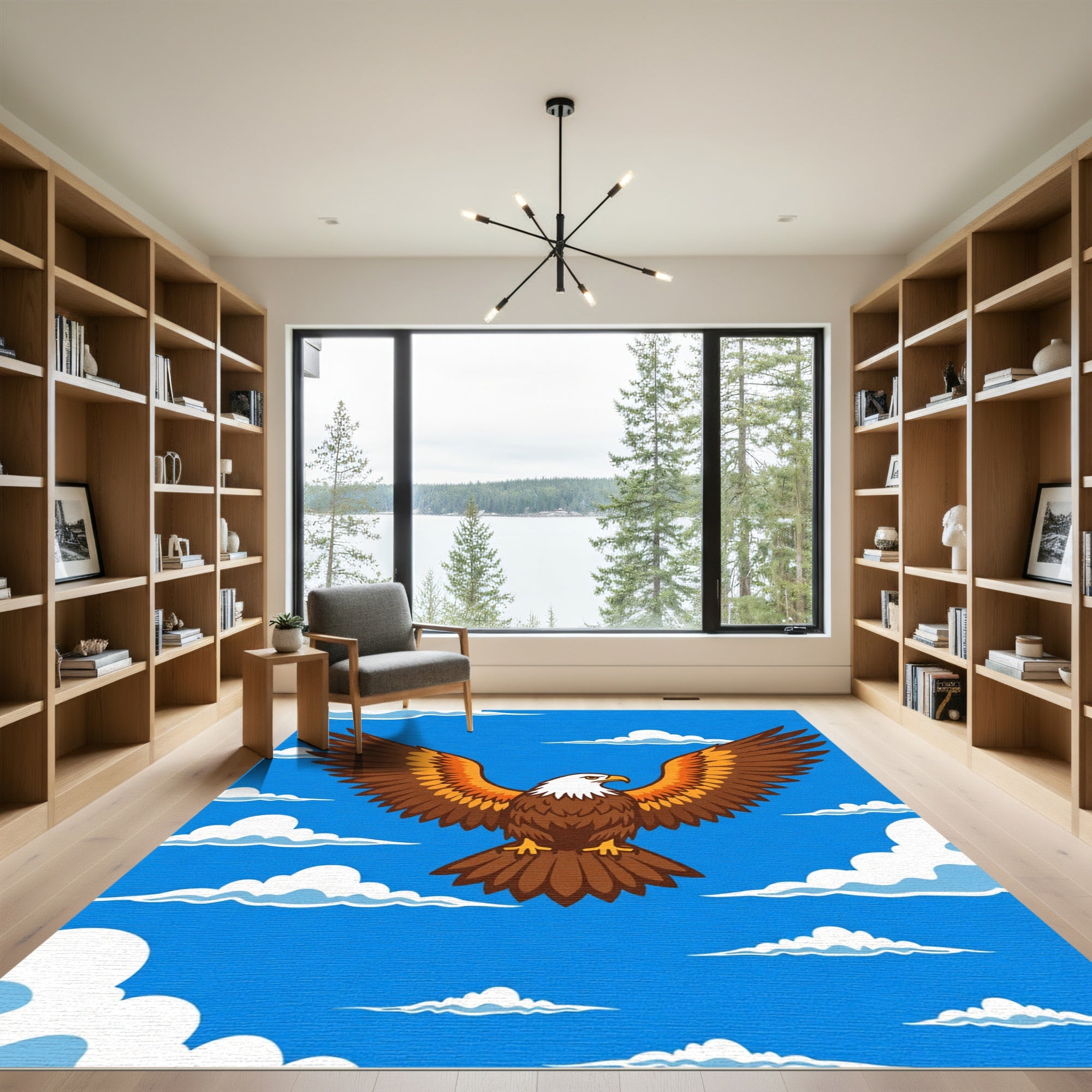 Majestic Eagle Soaring Through Blue Sky Rug