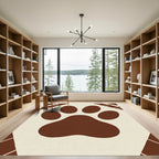 Brown Paw Print Geometric Accent Rug