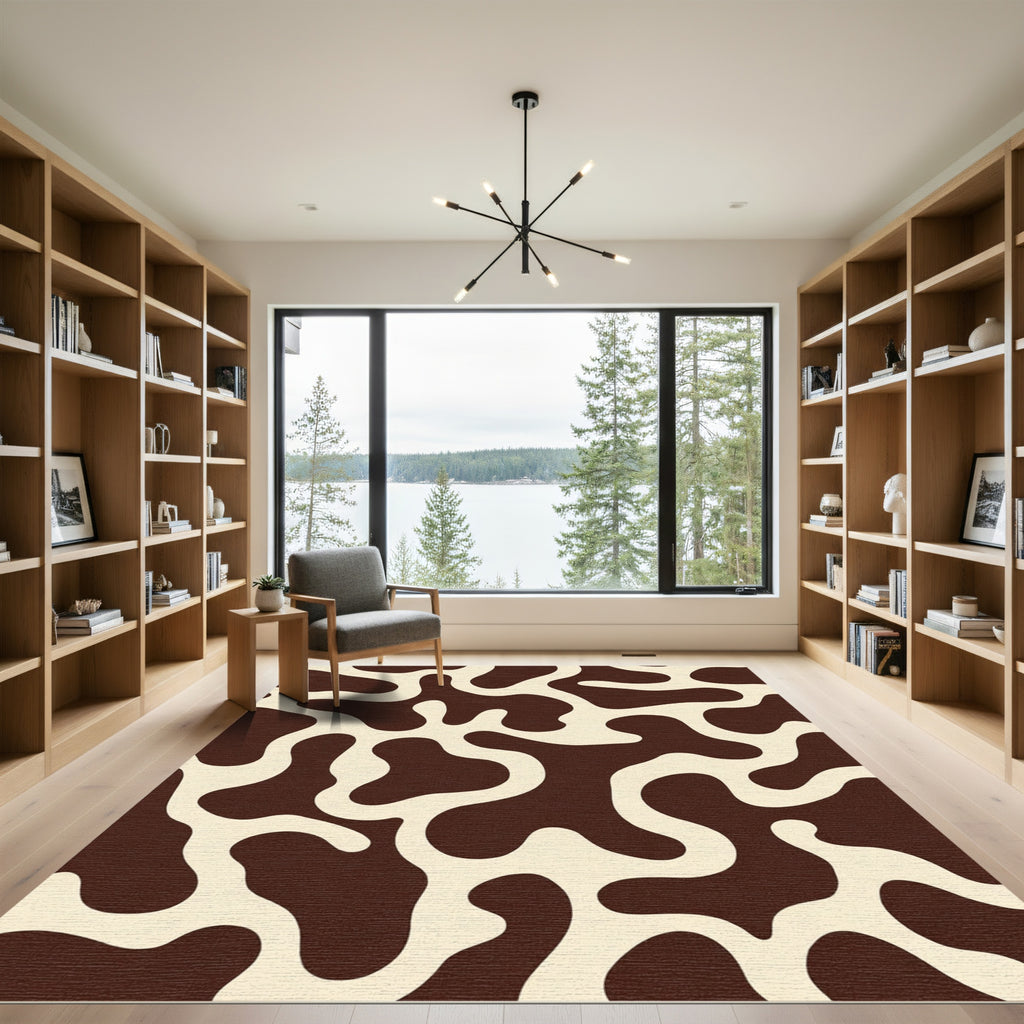 Brown Cream Mottle Organic Flow Rug