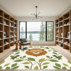 Golden Lion Greenery Creature Arrangement Rug