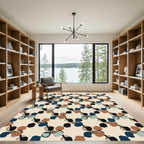 Abstract Indigo Terra Cotta Circles Rug