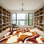 Abstract Earthy Tone Swirl Rug