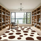 Brown Splattered Polka Dot Cream Background Rug