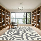 Minimalist Gray Swirls Cream Rug