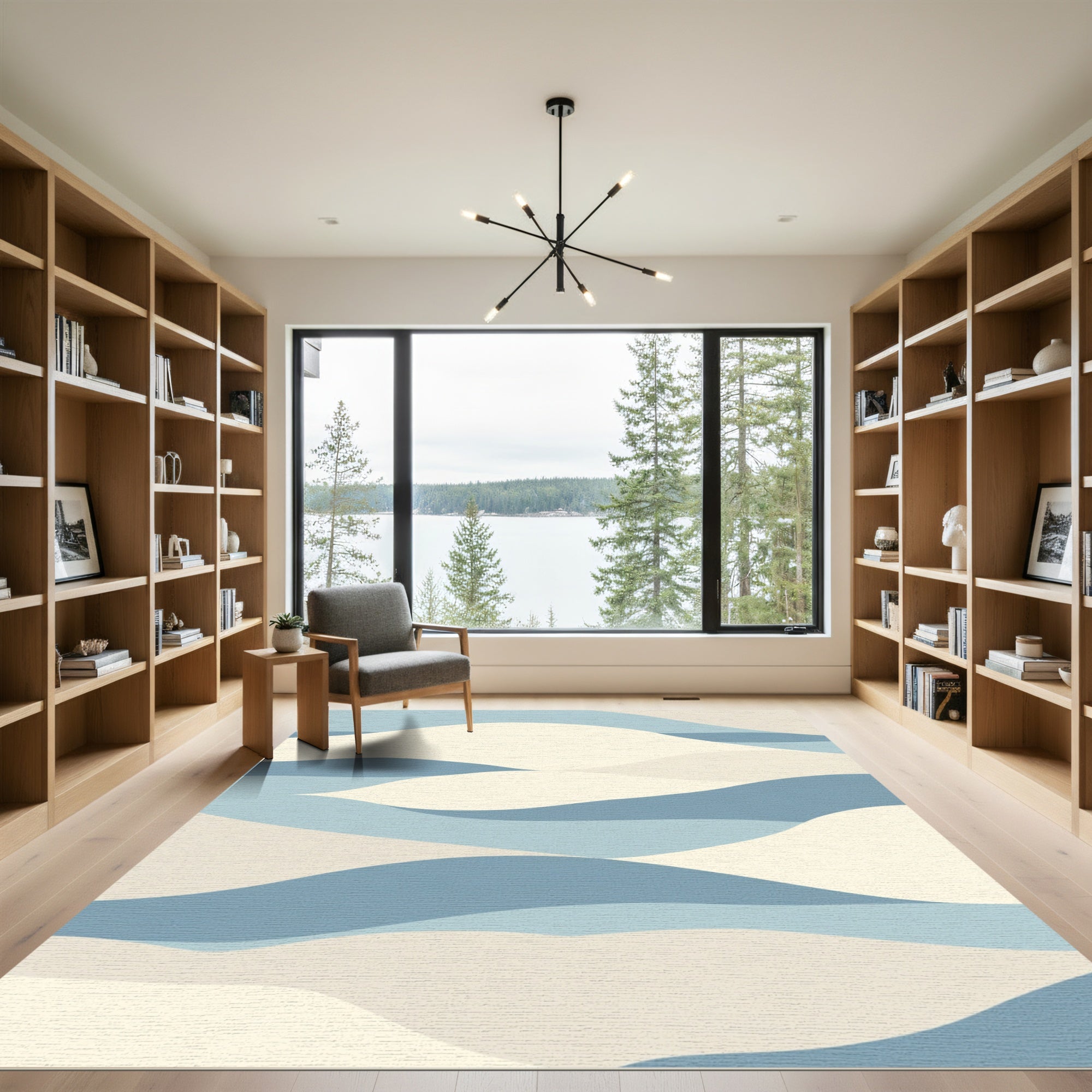 Calm Blue Sandy Dune Waves Rug