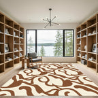 Brown Organic Swirls Cream Rug