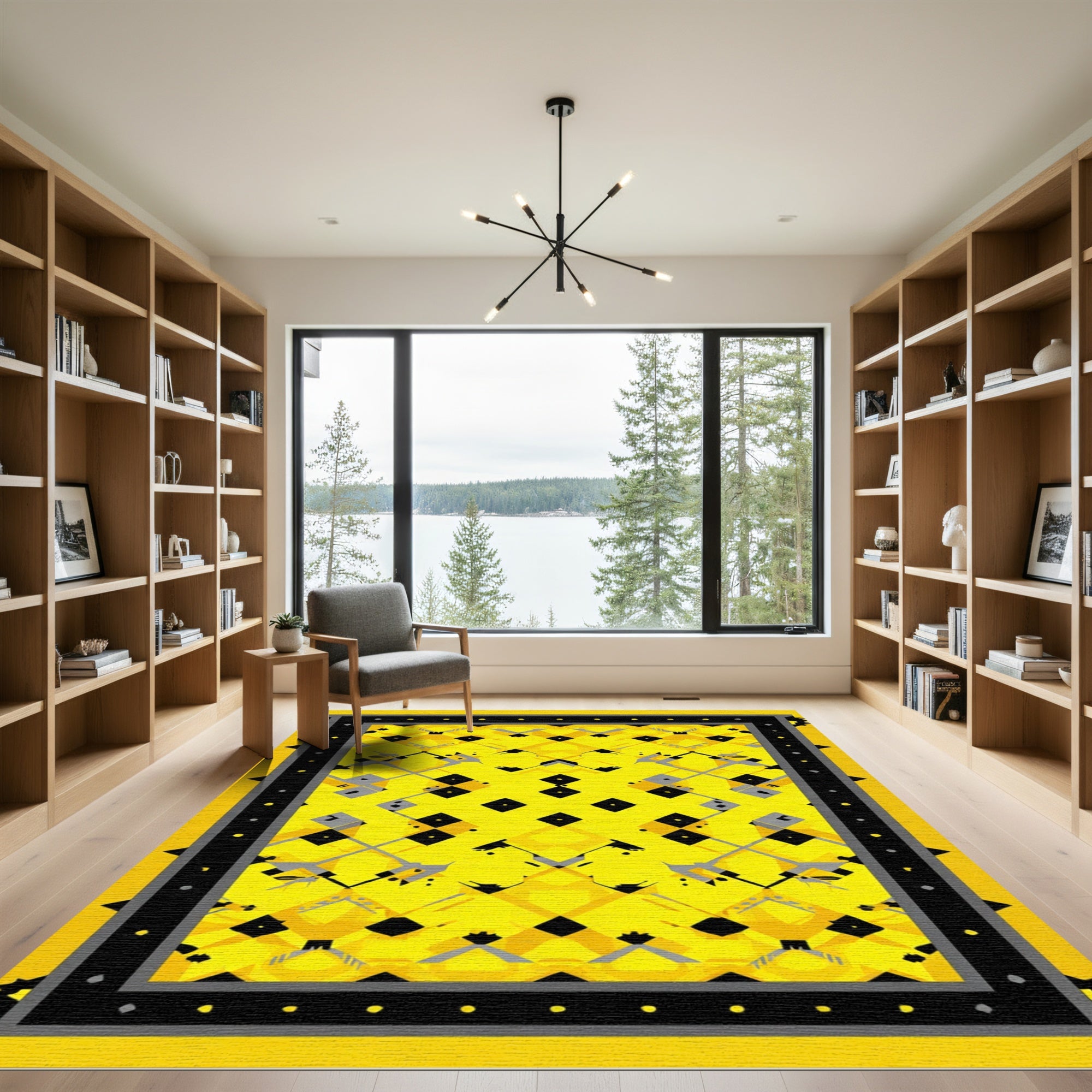 Bold Geometric Diamond Sunburst Rug