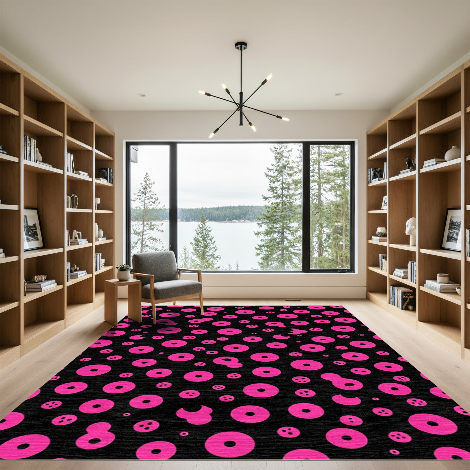Hot Pink Circles Scatter Pattern Rug
