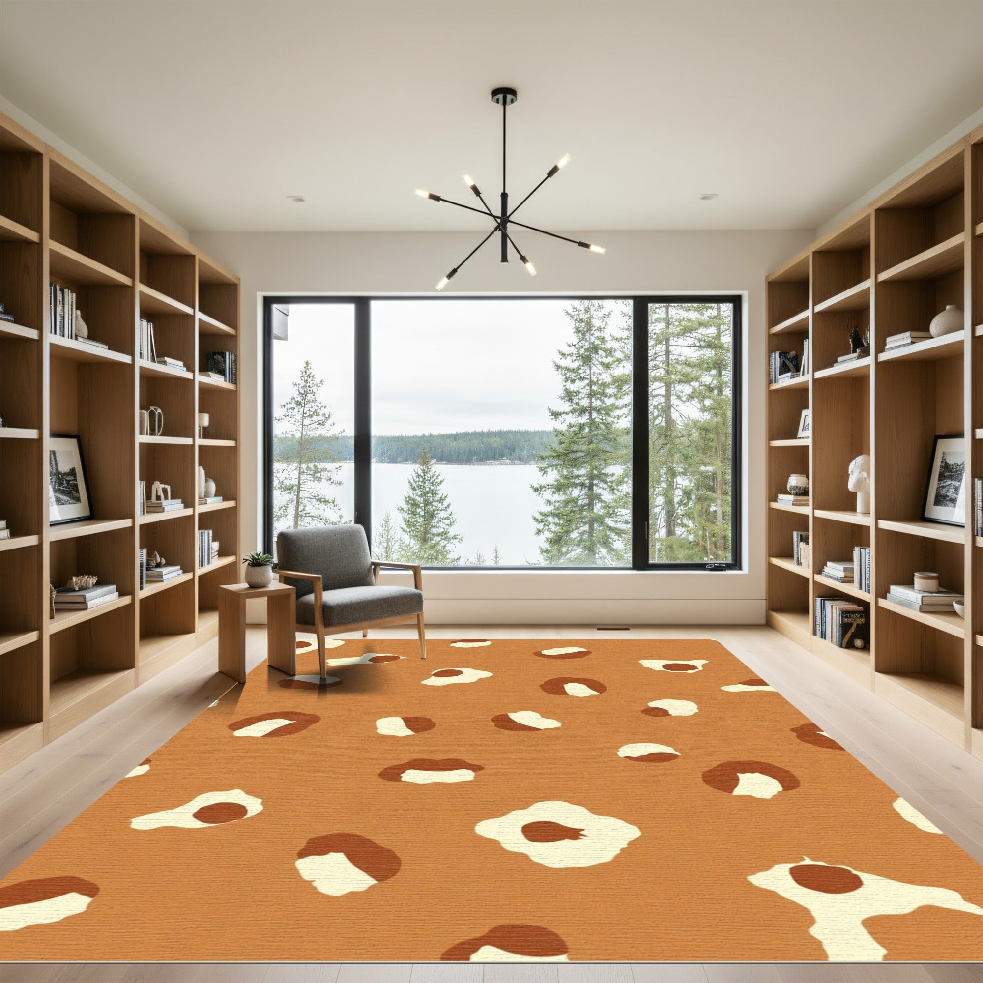 Abstract Leopard Print Tan Rug