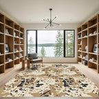 Tan Brown Abstract Organic Shapes Rug