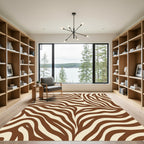 Brown Cream Wavy Animal Print Rug