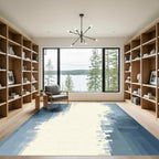 Modern Blue Pixelated Vertical Stripes Rug