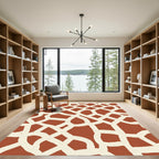 Burnt Orange White Interlocking Lattice Rug