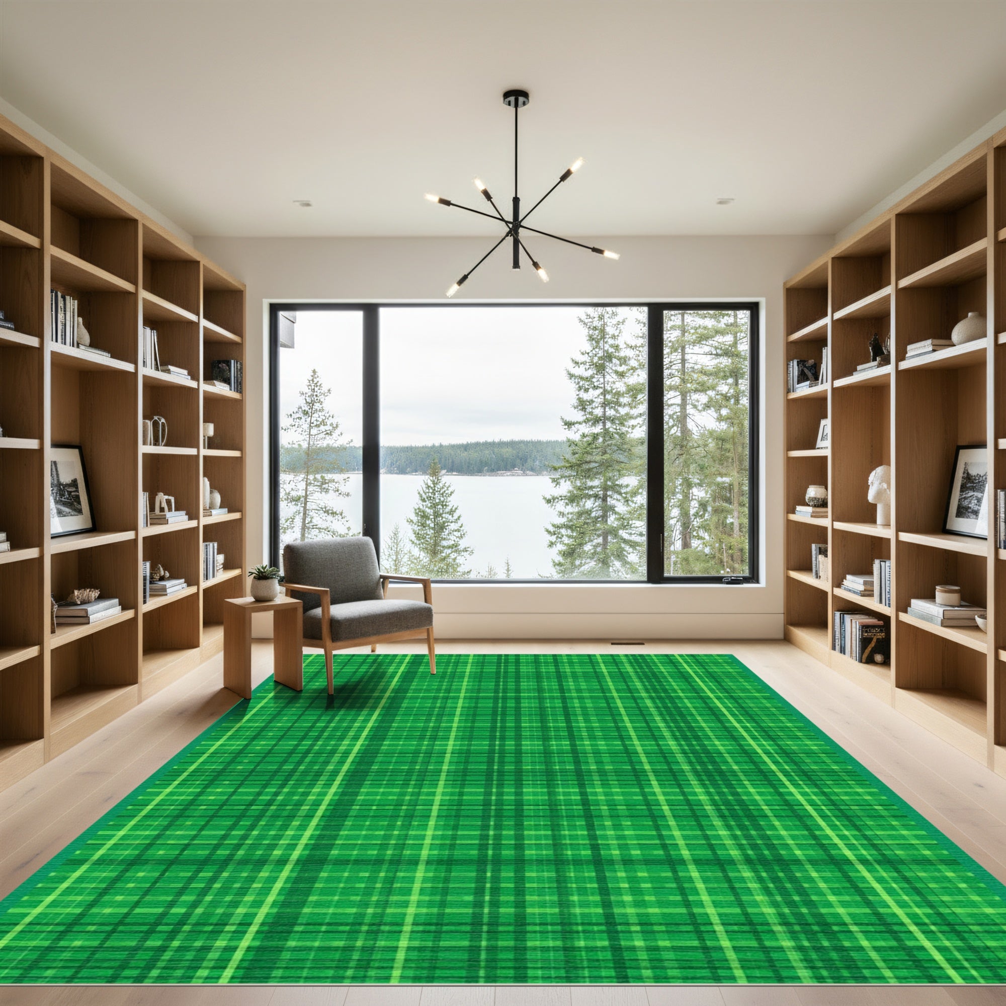 Green Tartan Plaid Fabric Rug