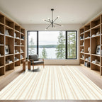 Cream And Tan Vertical Stripe Rug
