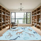 Whimsical Giraffe Sky Stars Rug