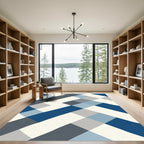 Abstract Blue Gray Checkerboard Rug