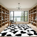 Black White Abstract Ink Blots Rug