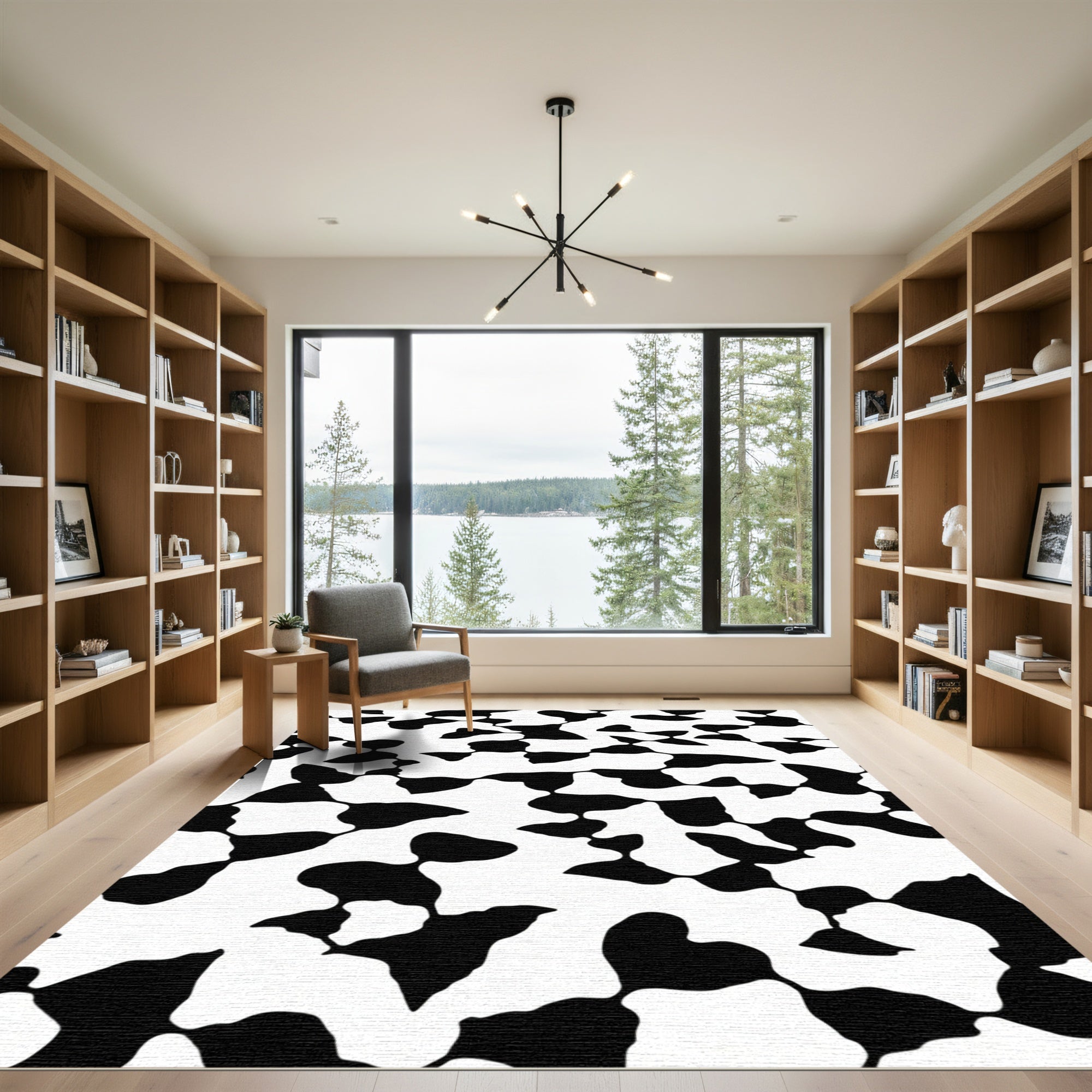 Black White Abstract Ink Blots Rug