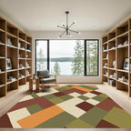 Earthy Geometric L-Shape Composition Rug