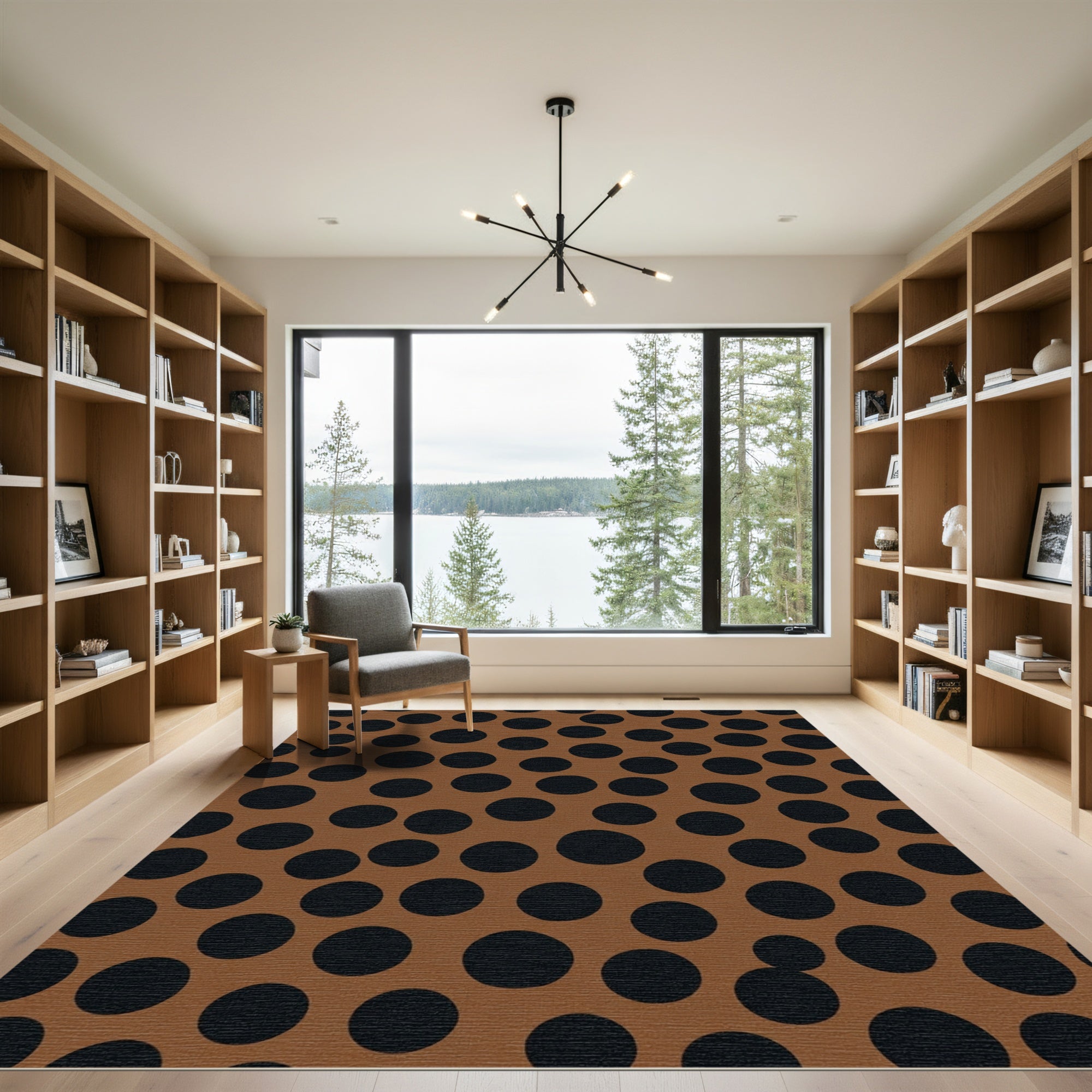 Brown Black Polka Dot Circles Rug