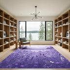 Lavender Meadow Vista Floral Landscape Rug