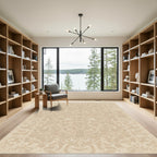 Beige Scrollwork Medallion Abstract Rug