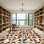 Abstract Geometric Squares with Color Blocks Rug
